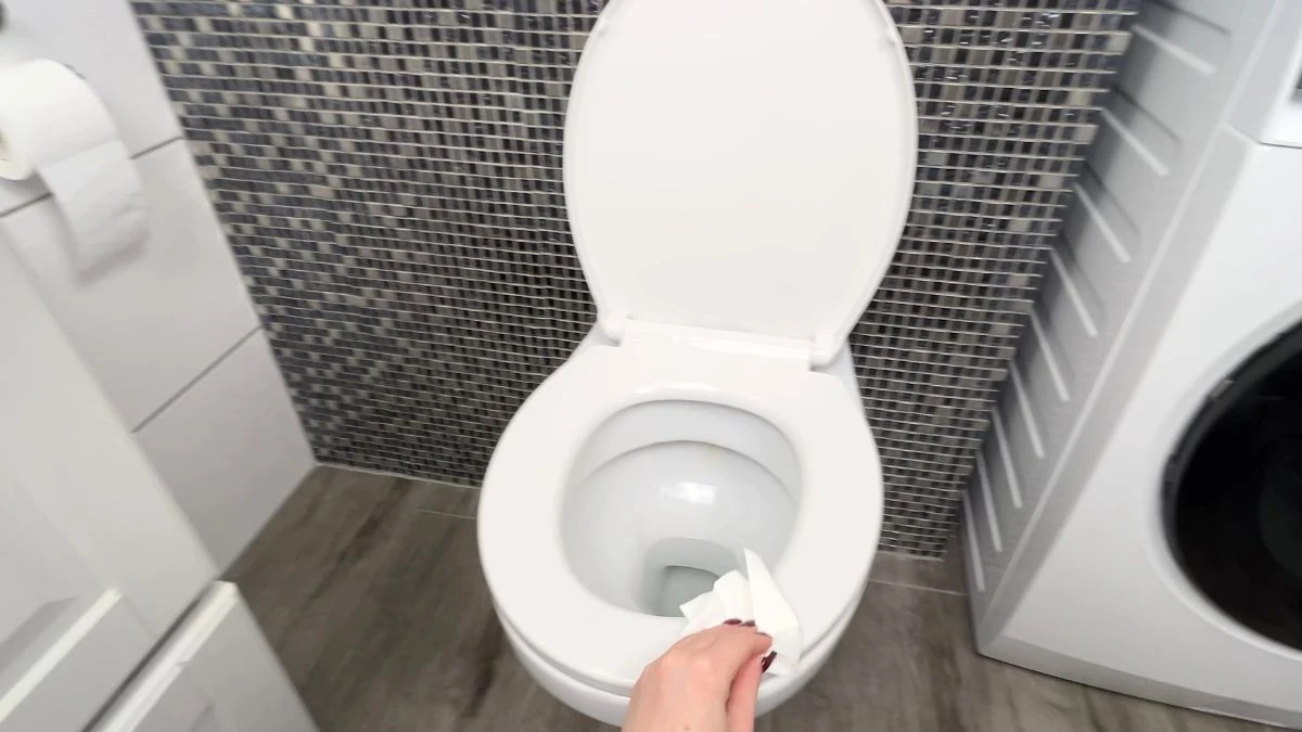 wycieranie deski wc papierem