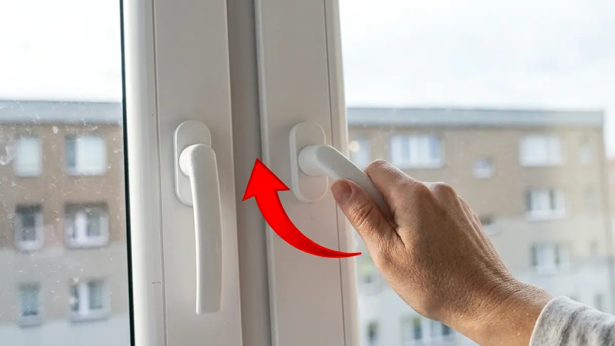 Ustawianie klamki okna PVC pod kątem w celu włączenia rozszczelnienia i mikrowentylacji